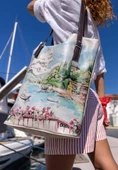 Kadın Vegan Deri Mavi Omuz Çantası - Lago di Como Tasarım - 1