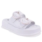 Dagoster DZA07-890784 Beyaz Ortopedik Günlük Taşlı  Kadın Terlik - 1