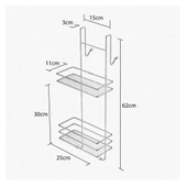 Tekno Tel LM-065 Asmalı 2 Katlı Düz Banyo Duşakabin Rafı Siyah - 2
