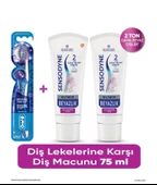 Sensodyne Klinik Beyazlık Diş Lekelerine Karşı Diş Macunu 75 ml x 2 ADET + Oral-B Pro Flex 3D White Luxe Medium Diş Fırçası - 1