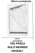 Renkli Duvarlar 60cm x 280cm Tek Parça Rulo Shiny Beyaz Mermer Desenli Banvo Salon Wc Yapışkanlı Duvar Paneli Kağıdı thumbnail 3