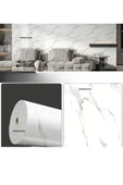 Renkli Duvarlar 60cm x 280cm Tek Parça Rulo Shiny Beyaz Mermer Desenli Banvo Salon Wc Yapışkanlı Duvar Paneli Kağıdı thumbnail 6