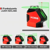 KOBB KBL88G 25M Profesyonel Yatay 360° ve Dikey Otomatik Hizalamalı Nokta Şakül ve Yeşil Çapraz Çizgi Lazer Distomat - 2