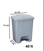 Omnipazar SY-4255 40 lt Köşeli Pedallı Plastik Çöp Kovası (İç Kovasız) - 10