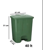 Omnipazar SY-4255 40 lt Köşeli Pedallı Plastik Çöp Kovası (İç Kovasız) - 6