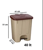 Omnipazar SY-4255 40 lt Köşeli Pedallı Plastik Çöp Kovası (İç Kovasız) - 3