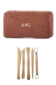Kahve Çamur Kırmızı Kil Seramik Hamuru 6 kg Ebeşuar Seti Seramik Şekillendirme Seti - 1