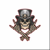Rockcı iskelet Sticker 10x10 cmRenkli Sticker - 1