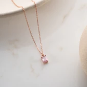 Vaoov 925 Ayar Gümüş Pembe Baget Kolye - 5