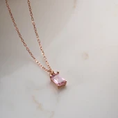 Vaoov 925 Ayar Gümüş Pembe Baget Kolye - 3