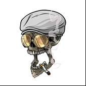 Sigara içen iskelet Sticker 10x10 cmRenkli Sticker thumbnail 1