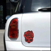 Gül ve Kurukafa Sticker 2 10x10 cmRenkli Sticker - 2