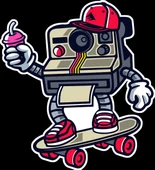 Kaykaycı Fotoğraf Makinesi 10x10 cmRenkli Sticker - 1