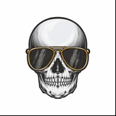 Havalı Kurukafa Sticker 10x10 cmRenkli Sticker thumbnail 1