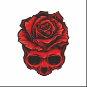 Gül ve Kurukafa Sticker 2 10x10 cmRenkli Sticker - 1