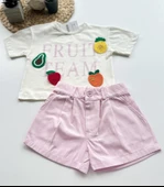 Fruit Team Kız Çocuk Şortlu Takım – Ekru/Pembe - 3