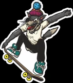 Kaykaycı Kurt Sticker 10x10 cmRenkli Sticker - 1