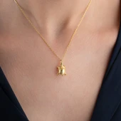 Vaoov 925 Ayar Gümüş Dokulu Kaplumbağa Kolye thumbnail 3