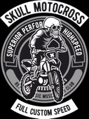 Skull Motocross Sticker 10x10 cmRenkli Sticker - 1