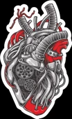 Mekanik Kalp Sticker 10x10 cmRenkli Sticker - 1