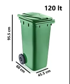 Omnipazar SY-6506 Eko Tekerlekli Kapaklı Plastik Çöp Konteyneri 120 lt - 6
