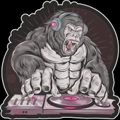 Dj Goril Sticker 10x10 cmRenkli Sticker - 1