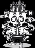 Müzik Çalan iskelet Sticker 10x10 cmRenkli Sticker - 1