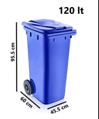 Omnipazar SY-6506 Eko Tekerlekli Kapaklı Plastik Çöp Konteyneri 120 lt - 2