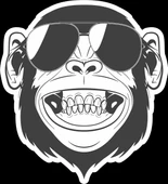 gözlüklü maymun sticker 10x10 cmRenkli Sticker - 1