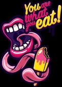 Dondurma ve Dudaklar Sticker 10x10 cmRenkli Sticker - 1