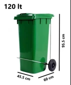 Omnipazar SY-6507 Pedallı Tekerlekli Kapaklı Plastik Çöp Konteyneri 120 lt - 3
