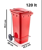 Omnipazar SY-6507 Pedallı Tekerlekli Kapaklı Plastik Çöp Konteyneri 120 lt - 9