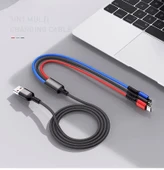 3 in1 Lightning-Micro-Type-C 100W Hızlı Çoklu Şarj Kablosu 3A 1.2m Siyah - 4