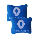 Renault 19 Europa Siyah Torpido Kaplama Koruma Halısı Örtüsü Renault Nakışlı Mavi Polar Yastık thumbnail 3