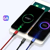 3 in1 Lightning-Micro-Type-C 100W Hızlı Çoklu Şarj Kablosu 3A 1.2m Siyah - 6
