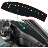 Renault 19 Europa Siyah Torpido Kaplama Koruma Halısı Örtüsü Renault Nakışlı Sarı Polar Yastık - 2