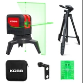 KOBB KBL92GTP 30 Metre Profesyonel Yatay ve Dikey Otomatik Hizalamalı Yeşil Çapraz Çizgi Lazer, 2 Noktalı Şakül Lazer Distomat + Mini Tripod + Tripod - 6