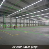 KOBB KBL35G Profesyonel Li-ion Şarjlı 4X360⁰ Otomatik Hizalamalı Yeşil Çapraz Çizgi Lazer Distomat + Uzaktan Kumanda thumbnail 8