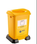 Omnipazar SY-4395 Sıfır Atık Plastik Geri Dönüşüm Çöp Kutusu 50 lt Sarı - 1