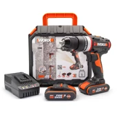 WORX WX-JCR 20Volt/2.0Ah Li-ion Çift Akülü Kömürsüz Profesyonel Darbeli Şarjlı Matkap thumbnail 1