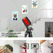 KOBB KBL92G 30 Metre Profesyonel Yatay ve Dikey Otomatik Hizalamalı Yeşil Çapraz Çizgi Lazer, 2 Noktalı Şakül Lazer Distomat + Mini Tripod - 2