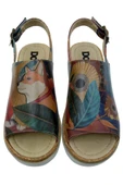 Kadın Vegan Deri Çok Renkli Kalın Taban Sandalet - Blooming Dog Tasarım - 3