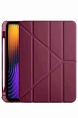 Pad 7 Pro / Pad 7 Uyumlu Kalem Bölmeli Fuchsia Trifolding Akıllı Tablet Kılıfı - 7