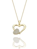 Kalp içinde Kalp Çok Şık 14 Ayar Altın Kolye thumbnail 1