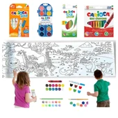 Carioca 4'lü Boyama seti + Lino Yapışkanlı Boyama Kağıdı 200x30 cm Anımal Paradıse - 1