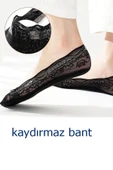 6 Çift Dantel Desenli Kaymaz Silikonlu Kadın Babet Çorap Seti - 6