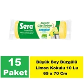 Sera Çöp Torbası Büzgülü Limon Kokulu Büyük  Boy 10 Lu 65 x 70 Cm x 15 Paket thumbnail 1