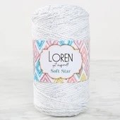 Loren Soft Star Makrome İpi Gümüş Simli Beyaz RM10 - 1