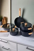 Cookwood Black 9 Parça Tencere Tava Seti Indüksiyon Tabanlı Ahşap Saplı 18080 - 4