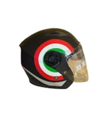 Jiekai Yarım Açık Güneş Vizörlü Kask Mat Siyah (Kırmızı-Beyaz-Yeşil) M Beden - 1